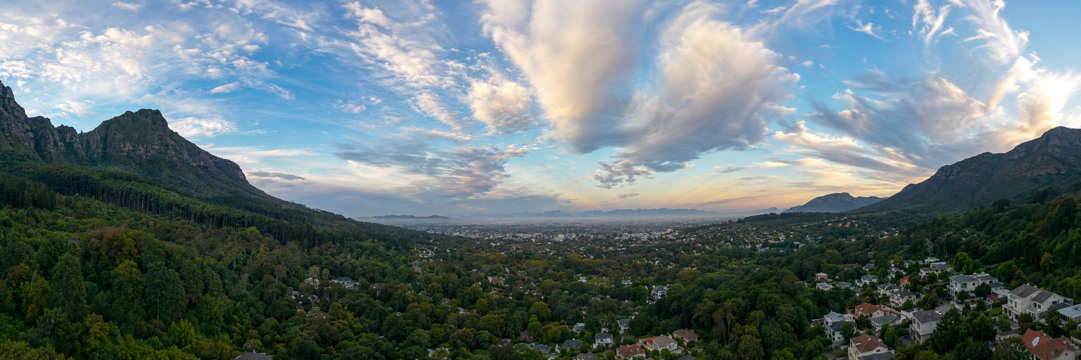 Wide panorama of Newlands and Cape Town